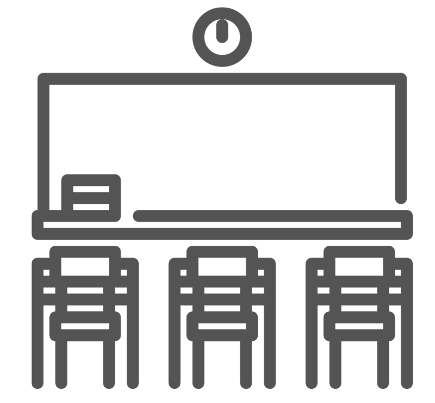 100% Phòng học được trang bị điều hòa, máy chiếu